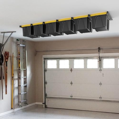 TORACK Garage Ceiling Bin Storage Rack, Overhead Tote Rails