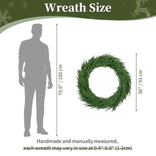 BLOSMON 36 Inch Large Prelit Outdoor Christmas Wreath with Battery-Powered Lights