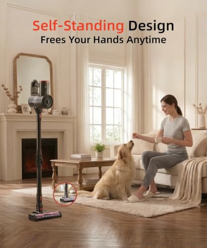 Dark Gray Cordless Vacuum Cleaner with Bendable Wand 40Kpa 45Min Runtime
