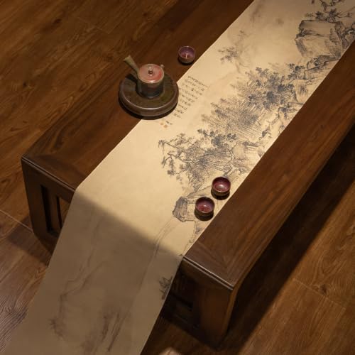 Chinese Table Runner 13x118 Inch Extra Long Cotton Linen Decor