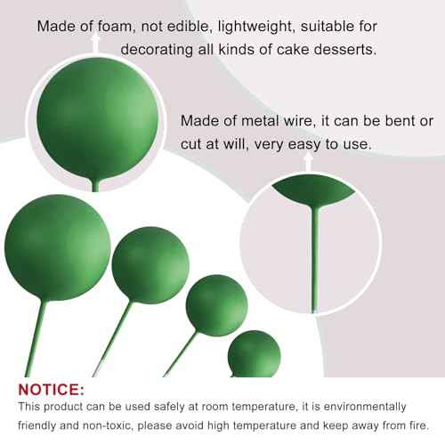 ASTARON 20 Pcs Ball Cake Topper Decorations Mini Balloons Cake Topper Sticks Dark Green Balls Cake Picks Cake Topper Balls Cake Decorations for Christmas Wedding Birthday Cake Decorations