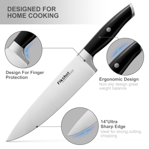 Black 14-Piece Kitchen Knife Set with Block - German Stainless Steel