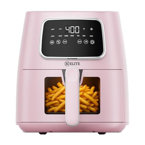 Kitchen Elite 5.5 Qt Pink Digital Air Fryer Oven - 7-in-1 Versatile Countertop Cooker
