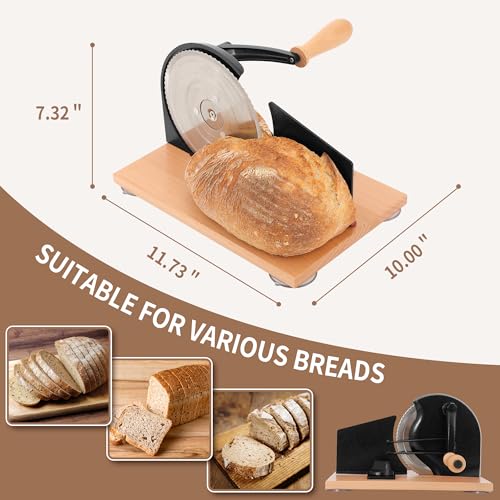 CAWIU Black Sourdough Bread Slicer with Adjustable Thickness & Hand Crank