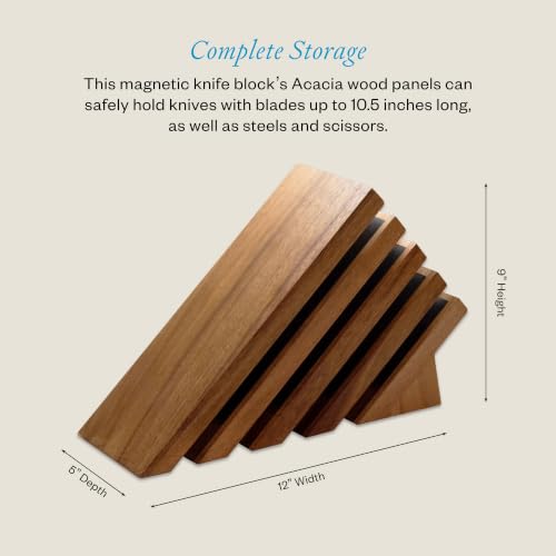 Messermeister Next Level Magnetic Knife Block, Acacia - Modern &