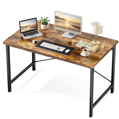 Sweetcrispy Rustic Brown 48-Inch Computer Desk for Bedroom & Home Office