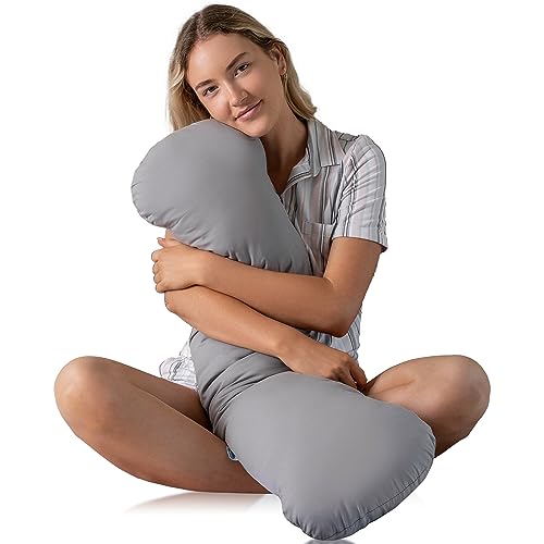 SleepCloud Cooling Weighted Body Pillow 6.5lbs, 41 x 10 Inches, Grey Tencel Cover