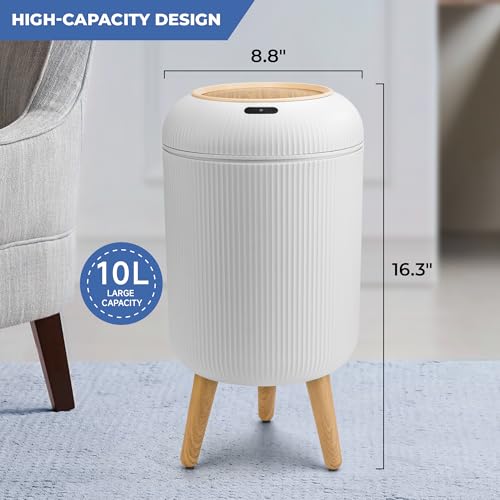 Pukomc Smart Sensor Wastebasket - 1 Pack White Hands-Free Bathroom Trash Can