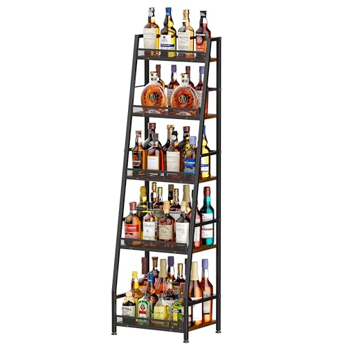 5-Tier Trapezoid Liquor Cabinet for Home Bar Large Capacity - Upgraded