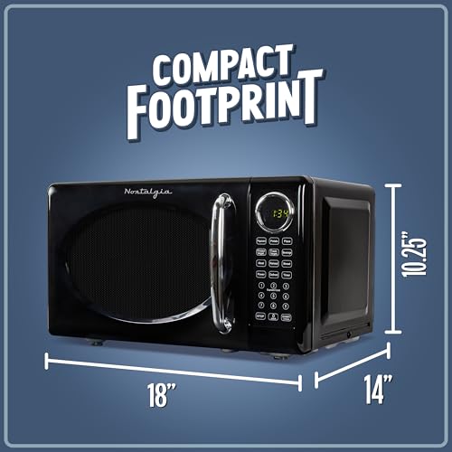 Nostalgia Retro Microwave Oven - 0.7 Cu Ft, 700W, Black, with Glass Turntable, Auto-Cook & Child Lock - Variation of THIS listing