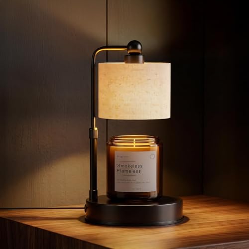 Bingyouth Flaxen Candle Warmer Lamp with Timer & Adjustable Height