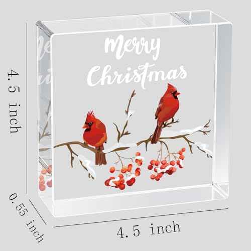 Christmas Table Decorations Christmas Decor Indoor Home Room Cardinals Office Bathroom Acrylic Sign Rustic Shelf Desk Decor Season Sign House Warming Gifts 4.5 x 4.5 Inch
