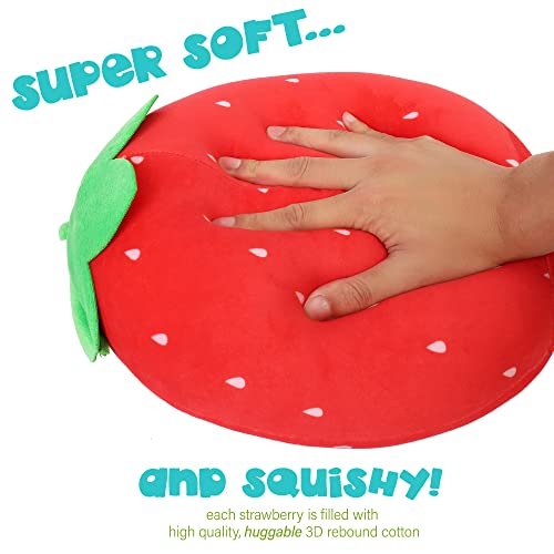 BenBen Strawberry Plush Toy, Set of 3, 12'', 7'' and 6'', Squishy Fruit Stuffed Plushies, Soft Hugging Cushion, Plush Pillow for Girls, Home Decorations, Easter Gifts