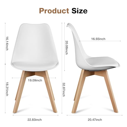 OLIXIS White Set of 4 PU Leather Dining Chairs - Modern Accent Seating