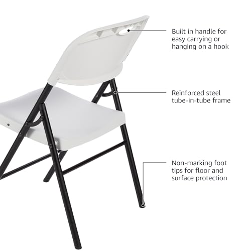 2-Pack White Folding Plastic Chairs with Back Support - Portable & Heavy Duty