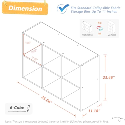 NELYE 6 Cube Storage Bookcase - White Open Shelf Organizer, Versatile Cube Shelf