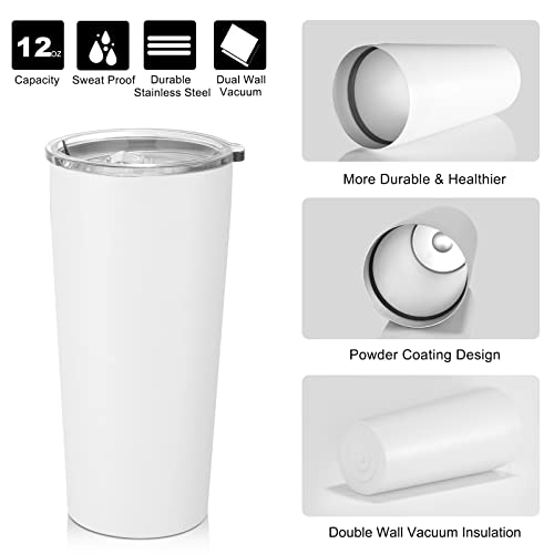 VEGOND 20oz White Stainless Steel Insulated Travel Mug Bulk Pack of 12