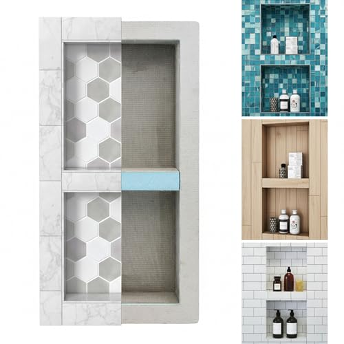 Shower Niche Insert Tile Ready 12x28 Inches Prefab Wall Box for Shower Storage - Houseables
