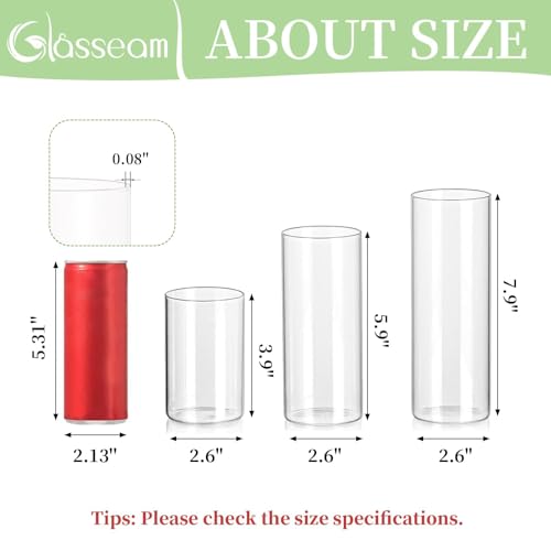 Clear Glass Cylinder Vases Set of 24 with 2.6-Inch Diameter - Wedding & Centerpiece Decor