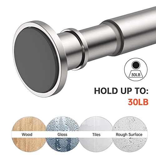 Adjustable Rustproof Shower Curtain Rod - Brushed Nickel 43-72 Inch Tension Tension Rod for Bathroom & Window