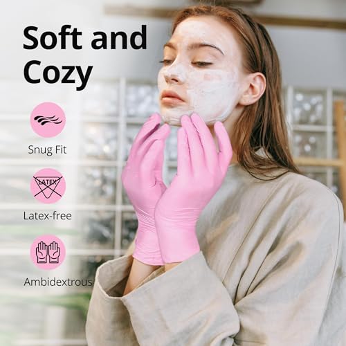 SwiftGrip Pink Nitrile Disposable Gloves Small 3-Mil Case of 1000 - Latex-Free, Food Safe
