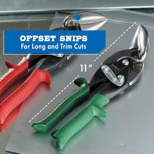 MIDWEST Aviation Snip Set, Left & Right Cut Offset, Tin Snips