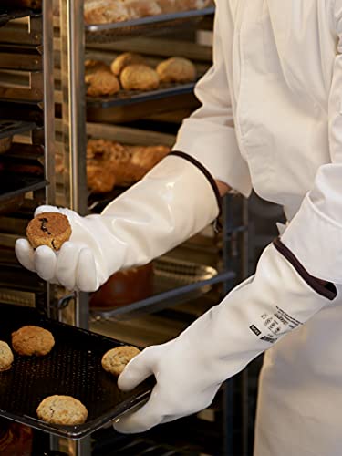 Liquid Silicone Oven Mitts - Extra Long White Heat Resistant Kitchen Gloves