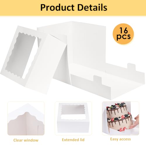 12x12x12 Inch Cake Boxes Set - 16 Sturdy Bakery Carrier for Tier Cakes - Variation of THIS listing
