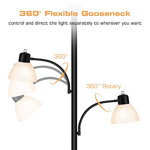 Black 72-Inch Tall Torchiere Floor Lamp for Living Room - Sturdy, Adjustable Lighting