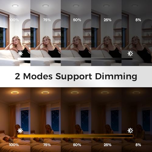 White 6-Inch 12-Pack LED Recessed Ceiling Lights with Night Light & 5 Color Temps