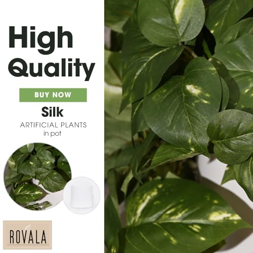 Artificial Potted Plant with Dark Green Faux Hanging Vine - Realistic Indoor Decor