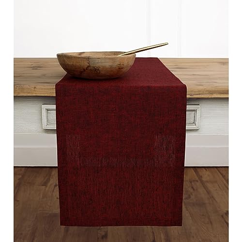 Solino Home 14 x 108 Inch 100% Linen Table Runner Red Garnet – 108in Length, 14in Width, 25: Red Garnet Variation