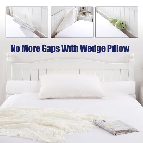HOMBYS White Queen Size Wedge Pillow Headboard Gap Filler 60x6x6 Inches