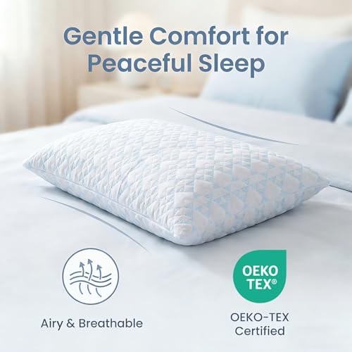 Meoflaw Queen Size Adjustable Memory Foam Pillow Set of 2 - Removable Washable Cover, Medium Firm for Back Side & Stomach Sleepers
