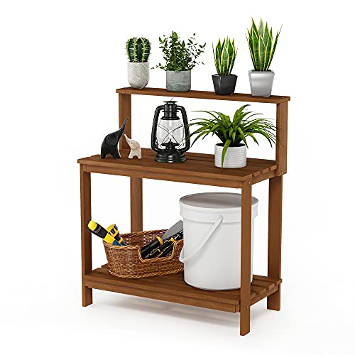Furinno Tioman 3-Tier Outdoor Potting Bench with Storage Shelf - Natural