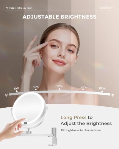 Brightown-Wall-Mounted-Lighted-Makeup-Mirror-Magnifying 1X/10X 8"