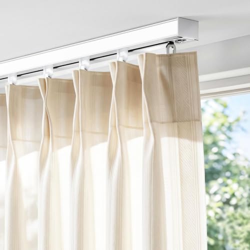 Ceiling Curtain Track Set 12-15ft White Room Divider Rail - 5 Pieces