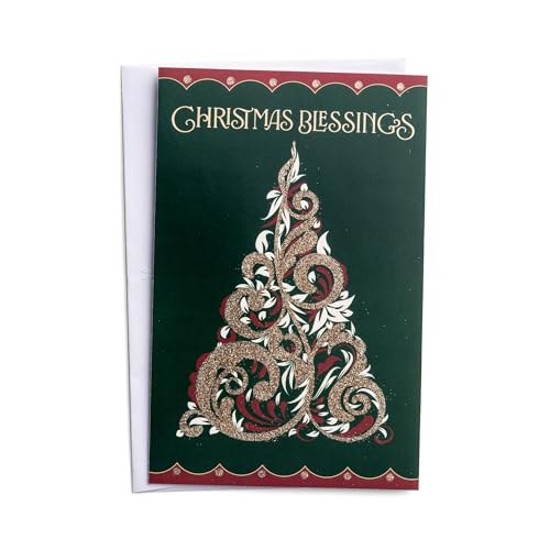Christmas Blessings Greeting Cards Set - 18 Holiday Boxed Cards with Scripture & Gold Accents