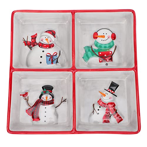 DOITOOL Christmas Ceramic Serving Dish Snowman Snack Appetizer Tray