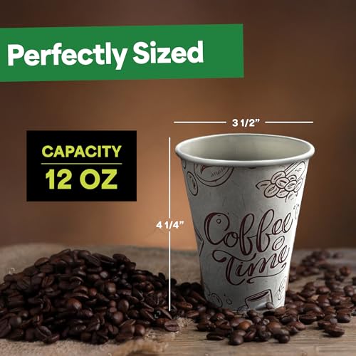 Disposable Coffee Paper Cups 12 oz - Pack of 1000 for Hot Cold Drinks Variation of THIS listing