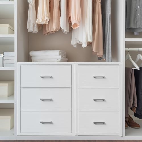 White Fabric Closet Drawers 3-Drawer Storage Organizer - L Size