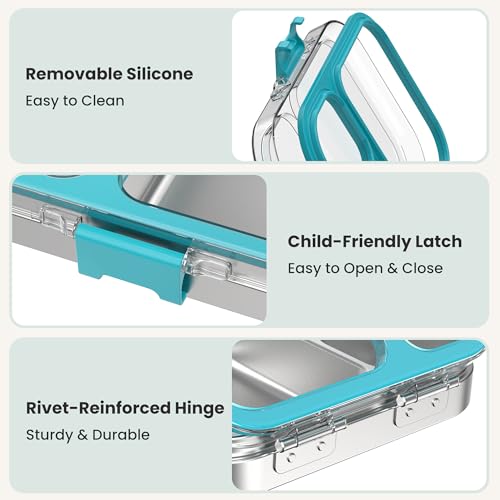 Stainless Steel Bento Lunch Box 800ml Blue Leak-Proof Kid & Adult Container