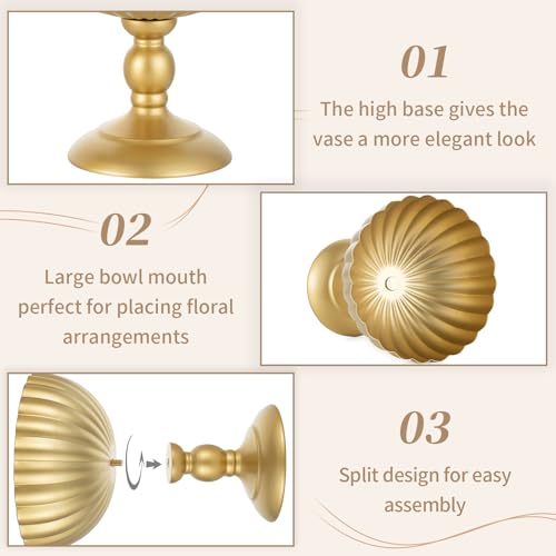 Sziqiqi Gold Urn Vase Set of 10 Tall Wedding Centerpieces Variation Gold/10