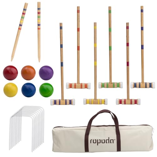ROPODA 28-inch Six-Player Croquet Set Outdoor Lawn Game for Adults & Kids