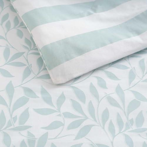 Martha Stewart Queen Comforter Set with Shams - Copper Vines Blue Reversible Cotton Bedding