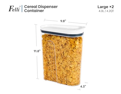Large 4.1 Qt Cereal Container Set with Airtight Flip Top Lids - 2 Pack