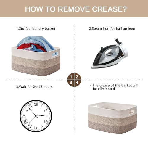 Extra Large Cotton Rope Storage Basket - Gradient Brown, 118L, Foldable
