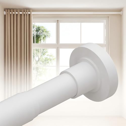 ALLZONE Heavy Duty Tension Curtain Rod 66-120 Inches White No Drilling