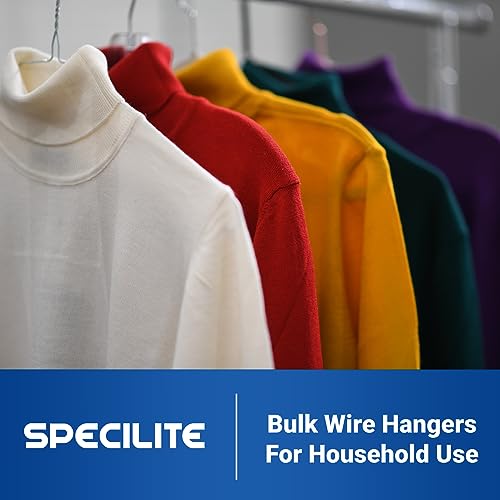 SPECILITE Silver Wire Metal Clothes Hangers Bulk 100 Pack Ultra Thin & Sturdy