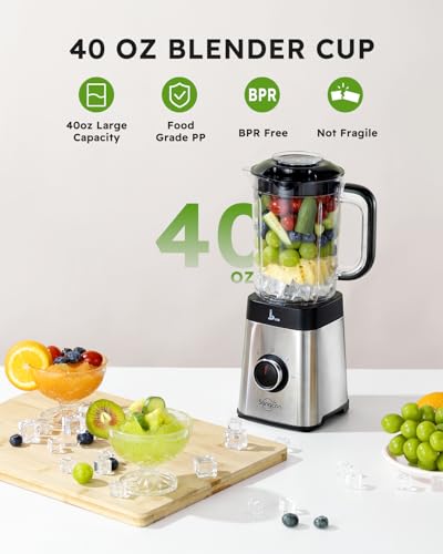 Sangcon 5-in-1 Blender Food Processor Set with Large & Small Cups, 2 Blades, Chopper, 40 oz Capacity